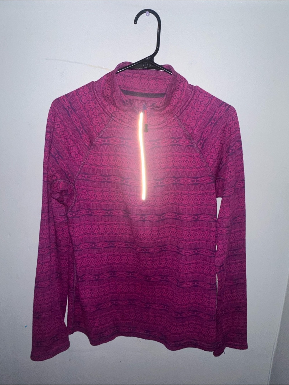 Women’s Pink Patterned Quarter-Zip Sweater